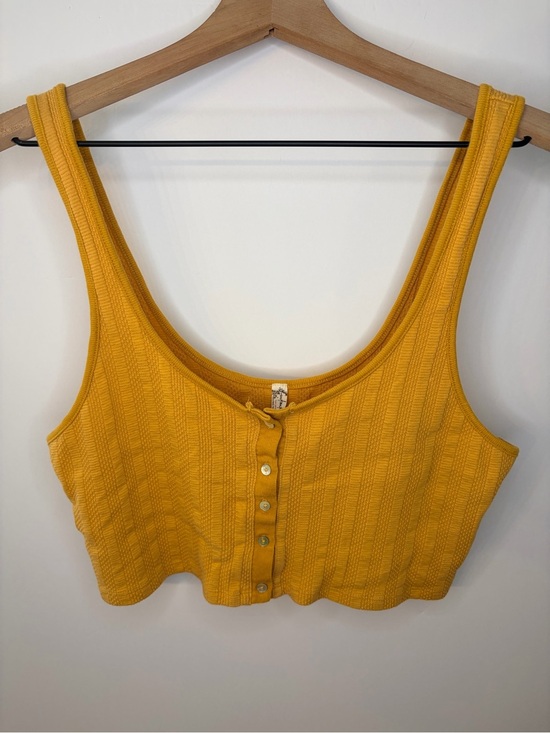 Free People Tops - Free People Intimately Women’s Gold Button Front Cropped Tank Top, Size Large